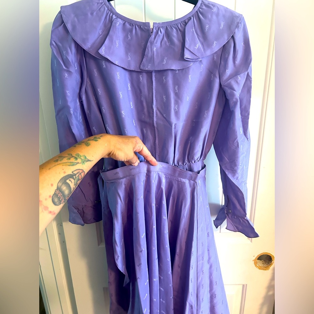 Vintage YSL Yves Saint Laurent Silk Dress w/ Removable Wrap Skirt, EUC - Picture 4 of 14